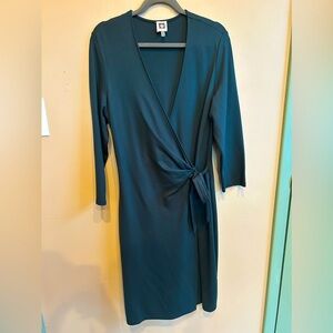 Anne Klein Dark Green Long Sleeve Dress